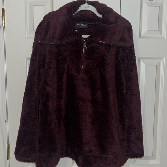 Lane Bryant sherpa deep cranberry half zip pullover. Size 18/20 - Picture 1 of 7